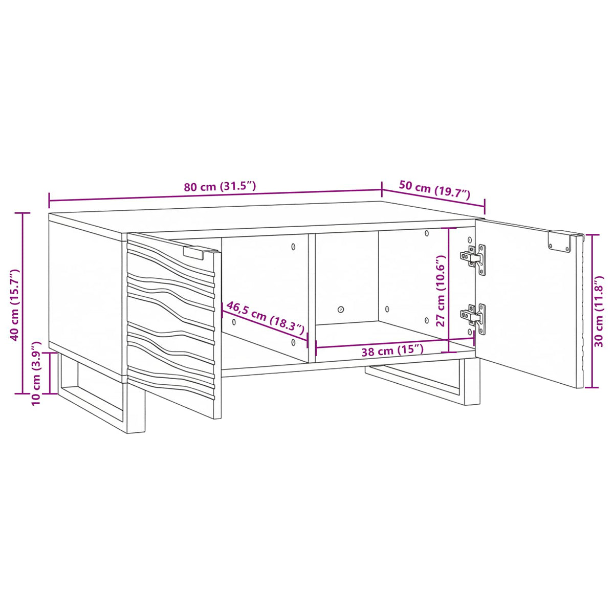 Coffee Table Natural 80 x 50 x 40 cm Engineered Wood