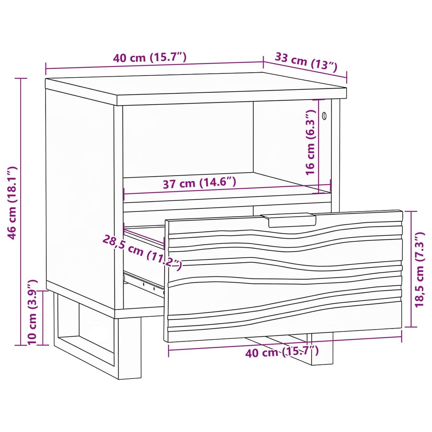 Bedside Cabinet 2 pcs Natural 40 x 33 x 46 cm Engineered Wood