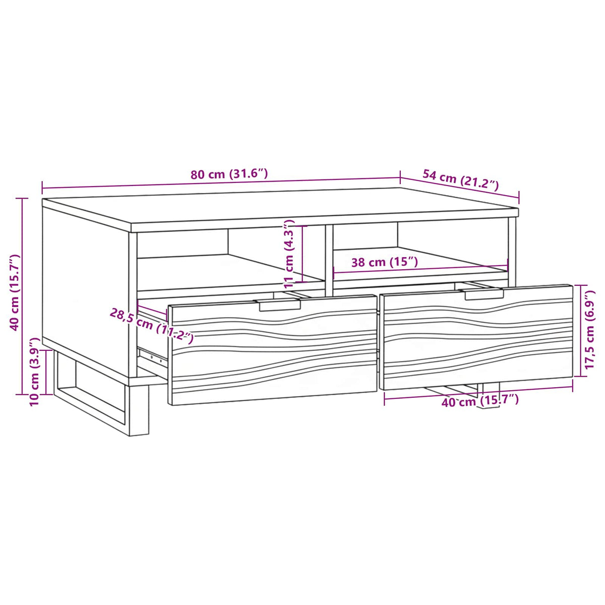 Coffee Table Natural 80 x 54 x 40 cm Engineered Wood