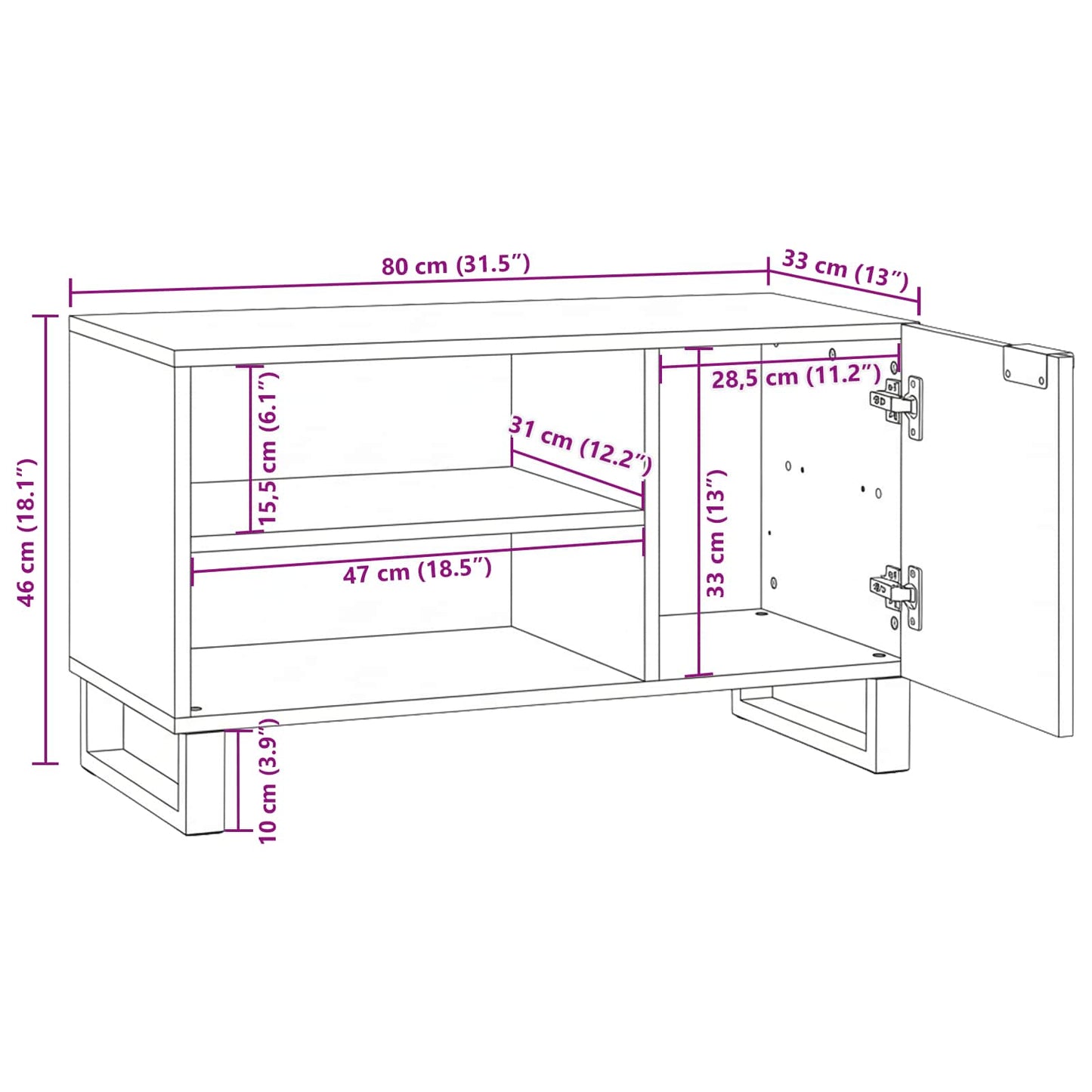 TV Units 80 x 33 x 46 cm Brown Engineered Wood