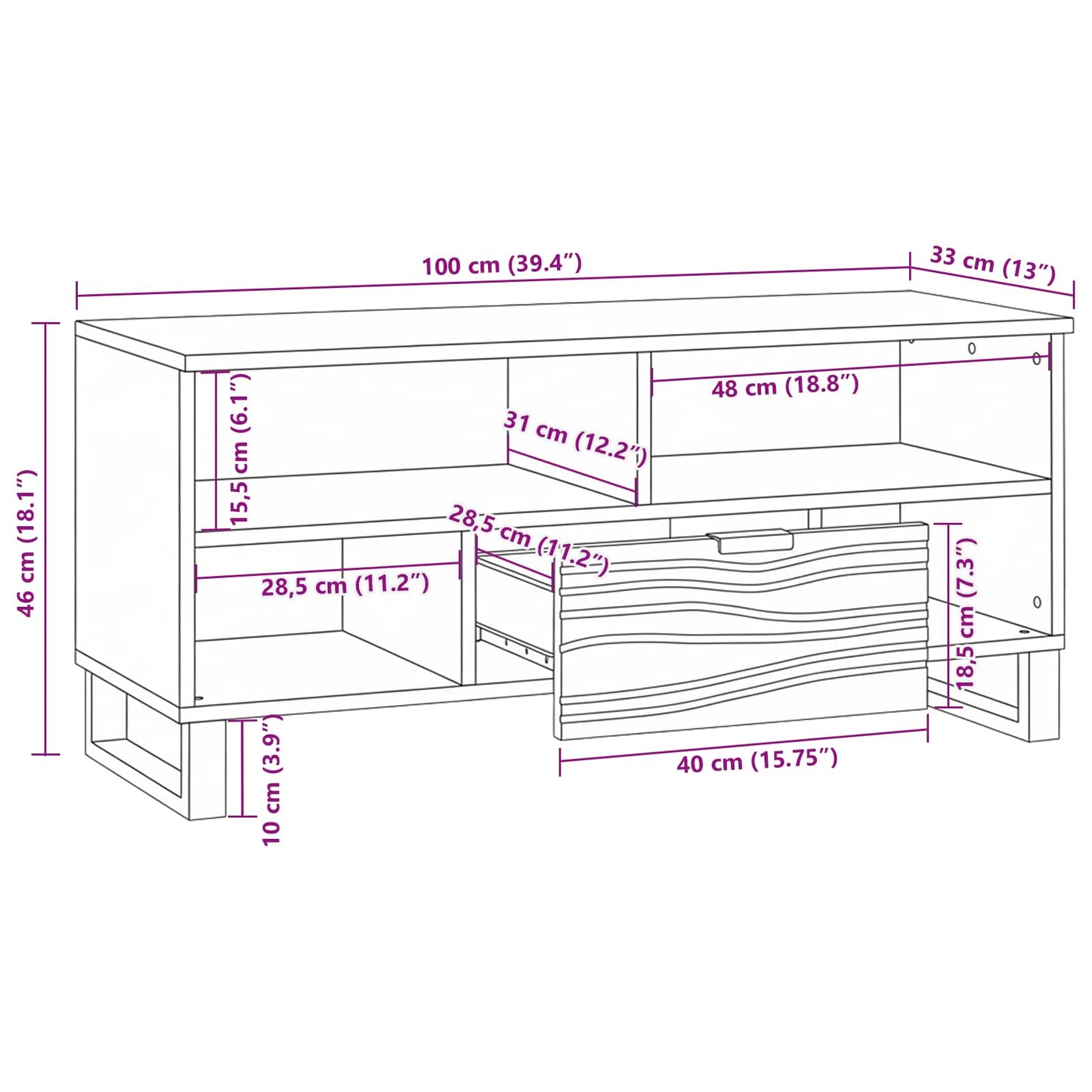 TV Units 105 x 33 x 46 cm Brown Engineered Wood