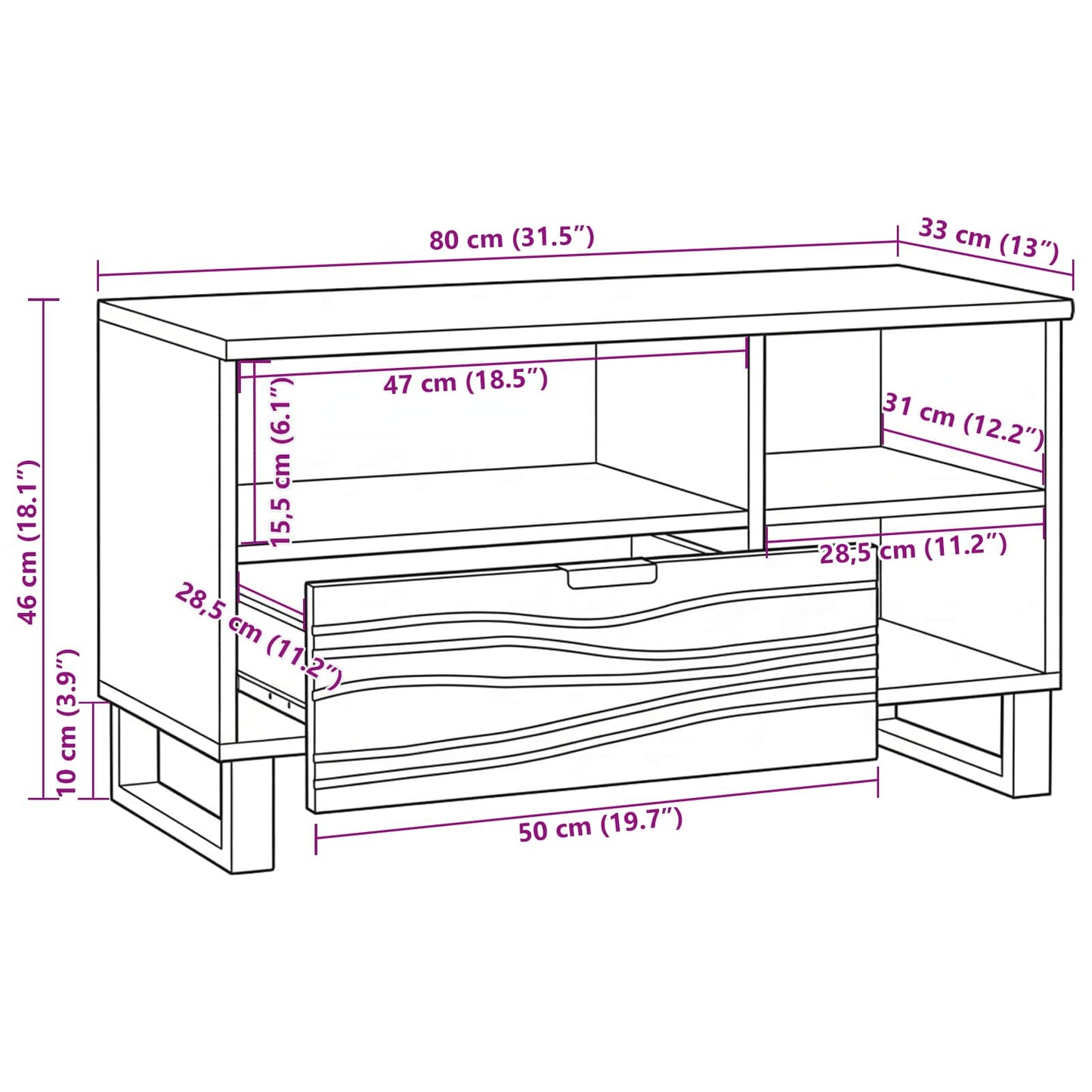 TV Units 80 x 33 x 46 cm Brown Engineered Wood