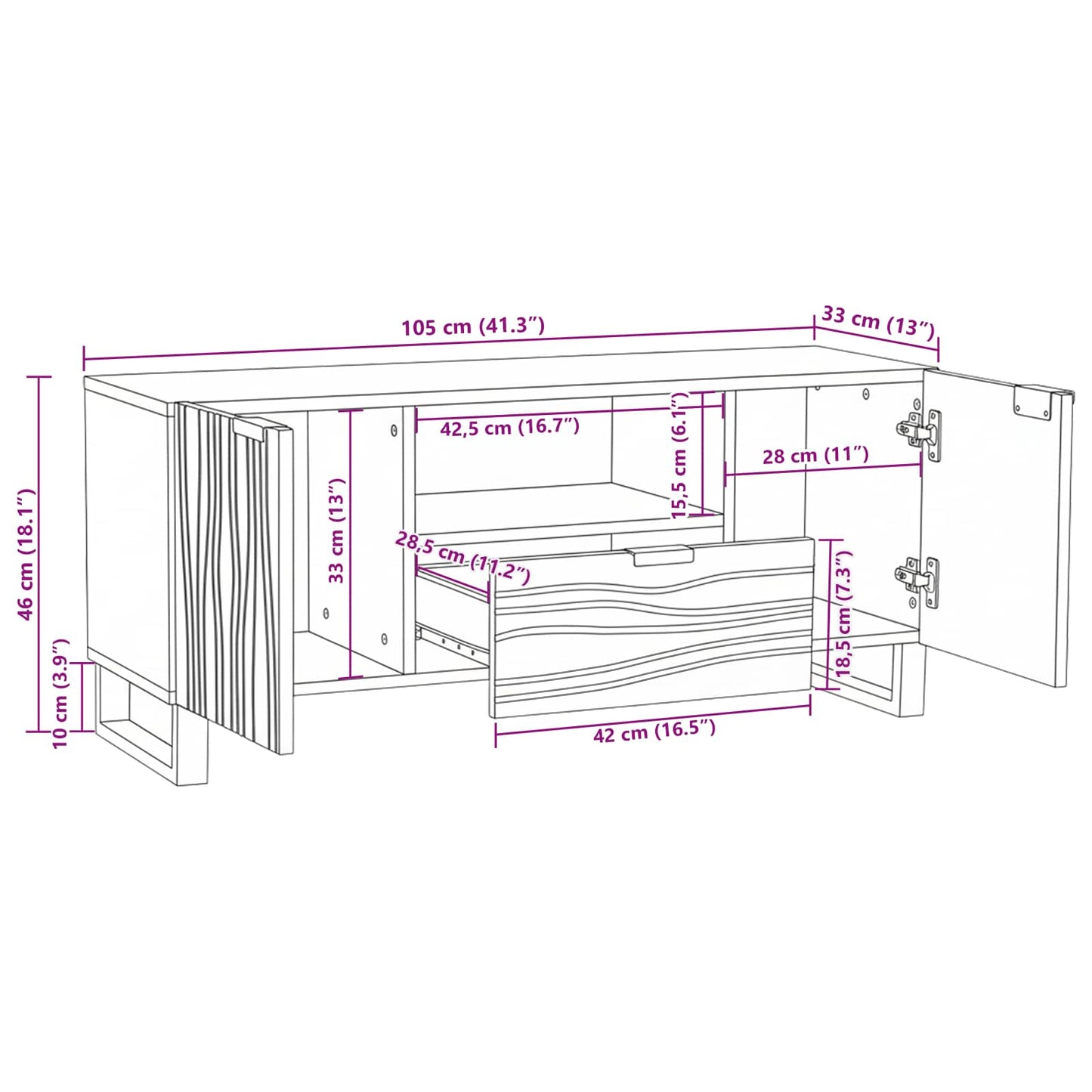 TV Units 105 x 33 x 46 cm White Engineered Wood
