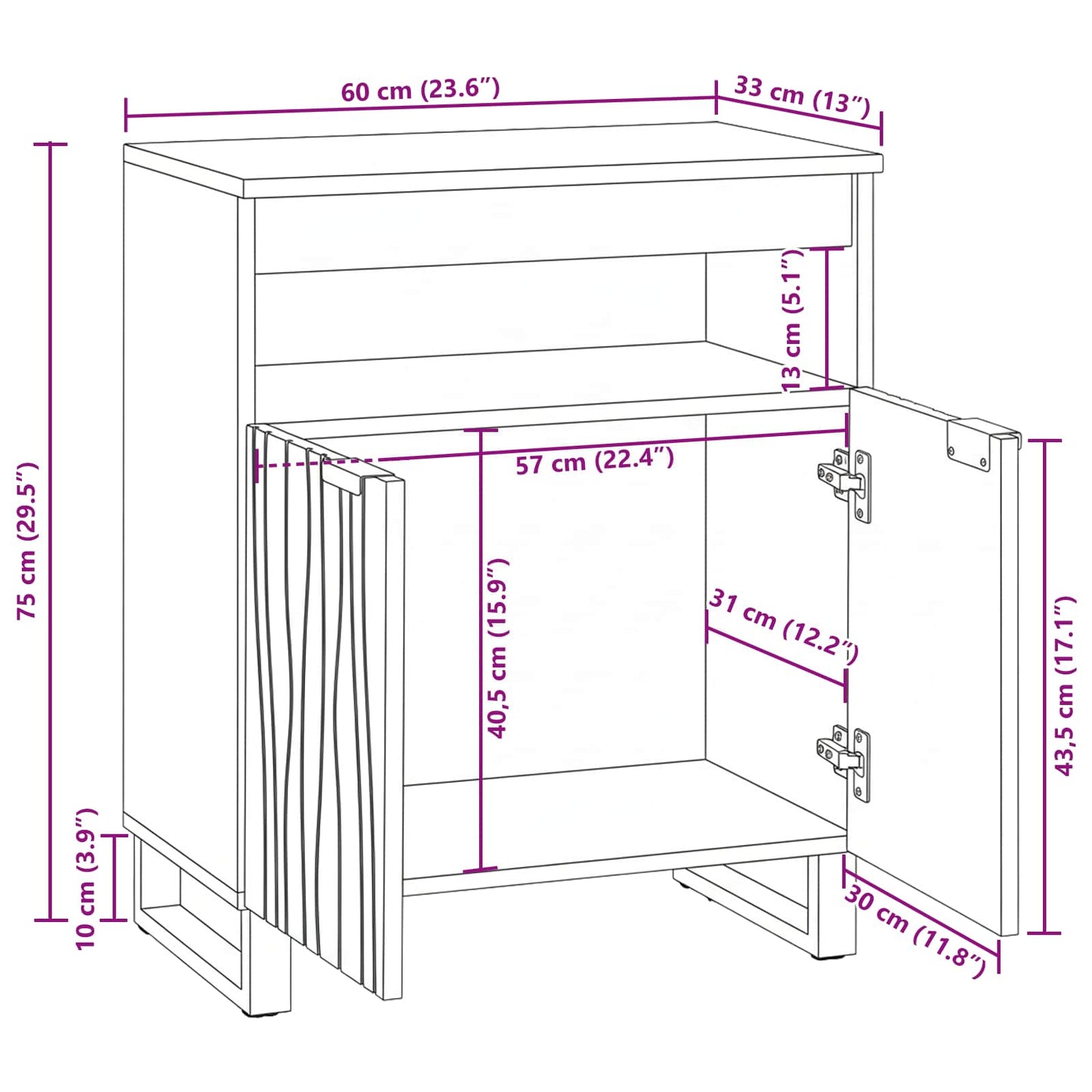 Media Storage Cabinets & Racks White and Black 60 x 33 x 75 cm