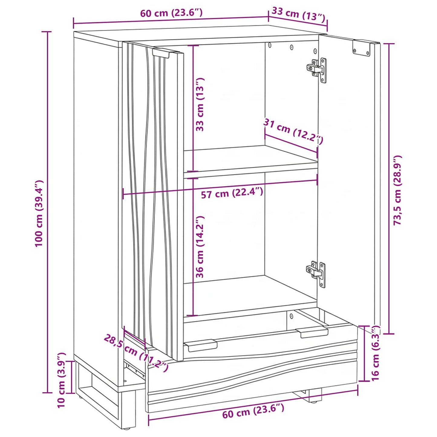 Media Storage Cabinets & Racks White and Black 60 x 33 x 100 cm