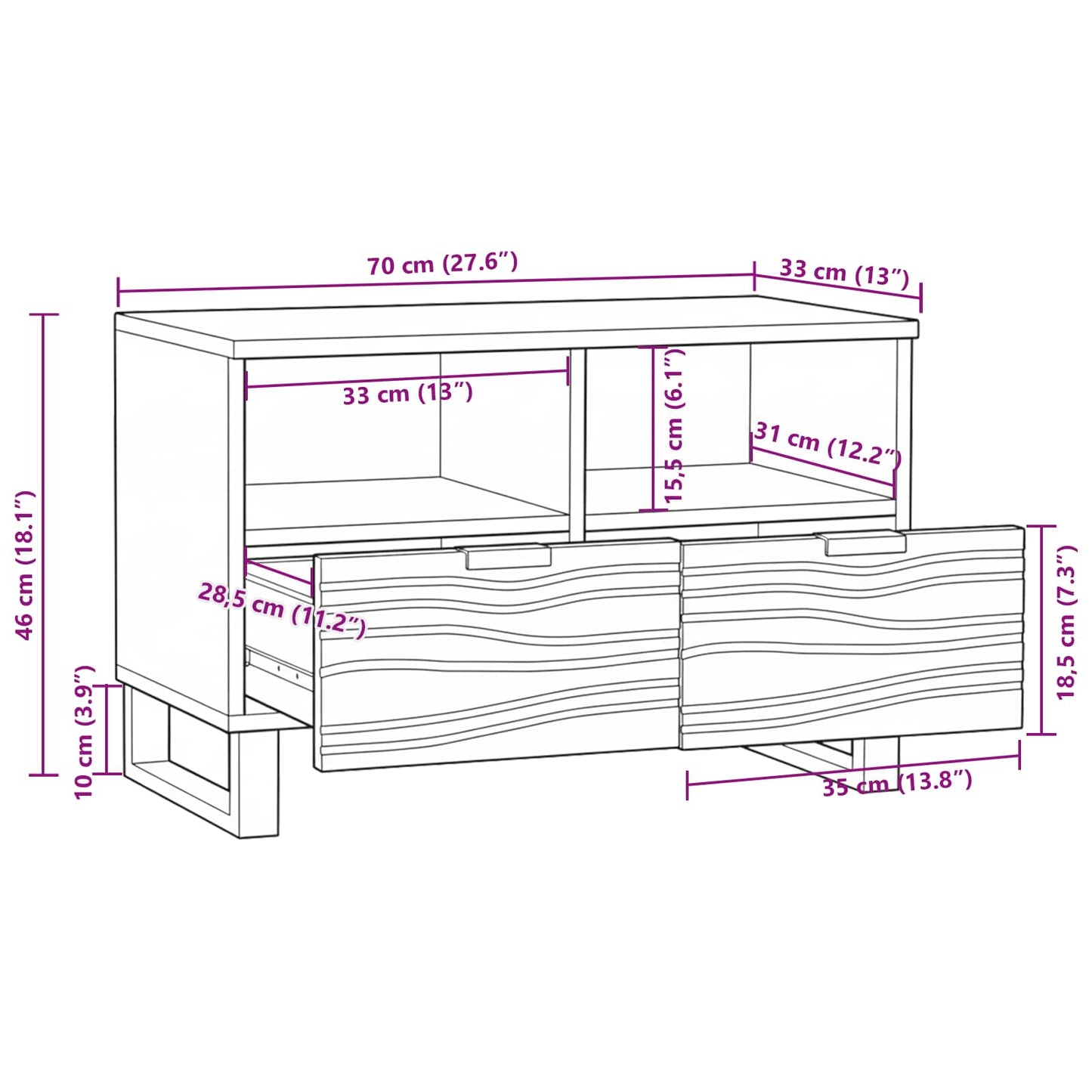 TV Units 70 x 33 x 46 cm Walnut Engineered Wood