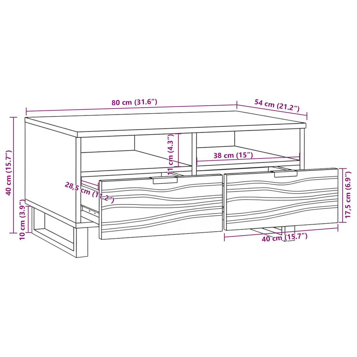Coffee Table Walnut 80 x 54 x 40 cm Engineered Wood