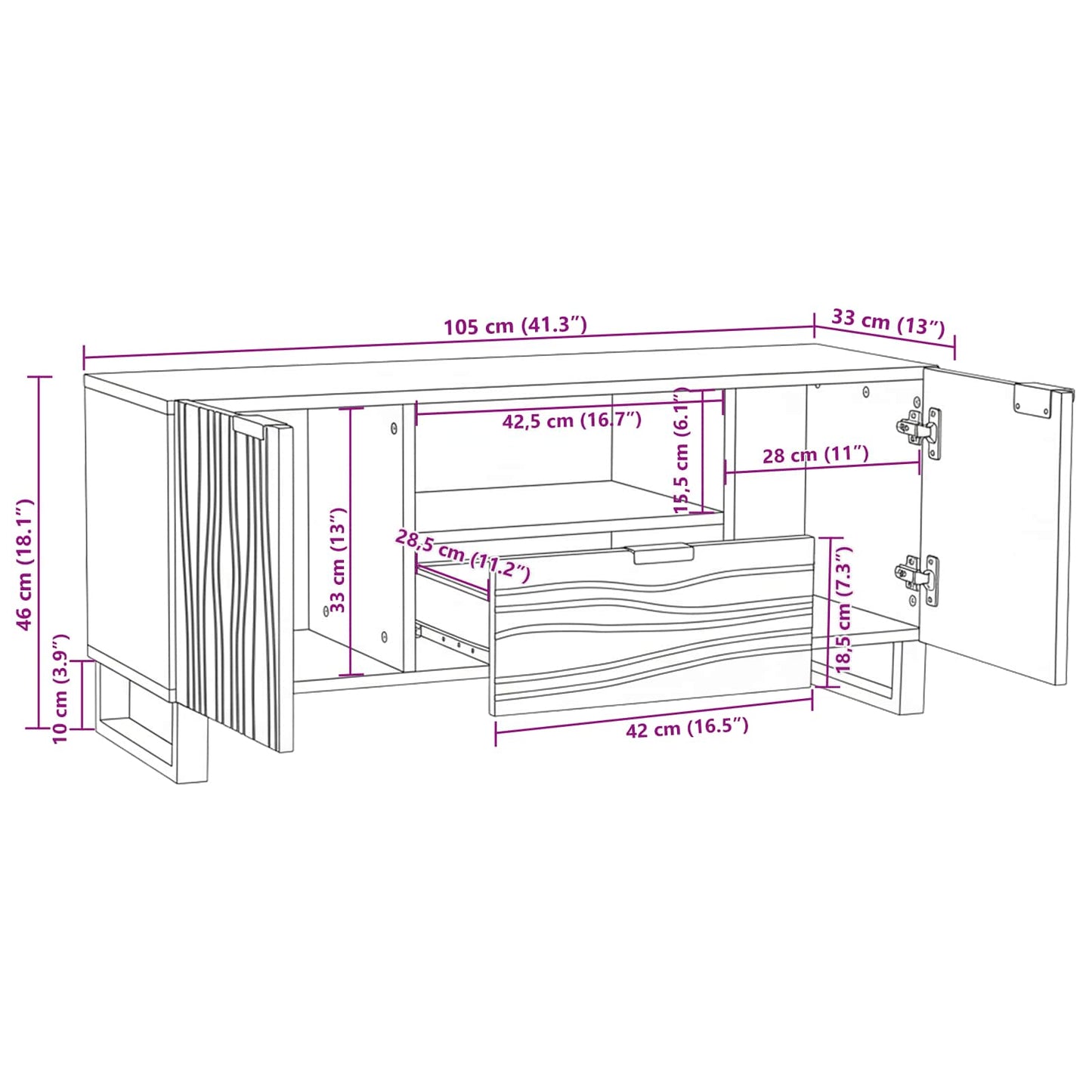 TV Units 105 x 33 x 46 cm Walnut Engineered Wood