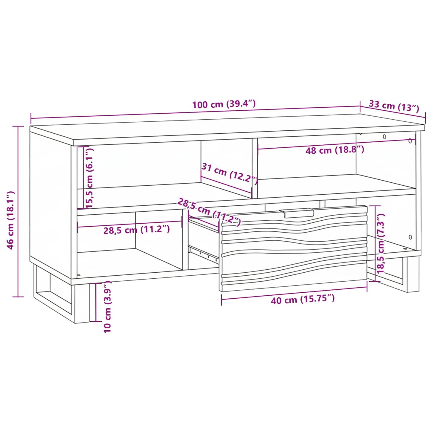 TV Units 105 x 33 x 46 cm Walnut Engineered Wood