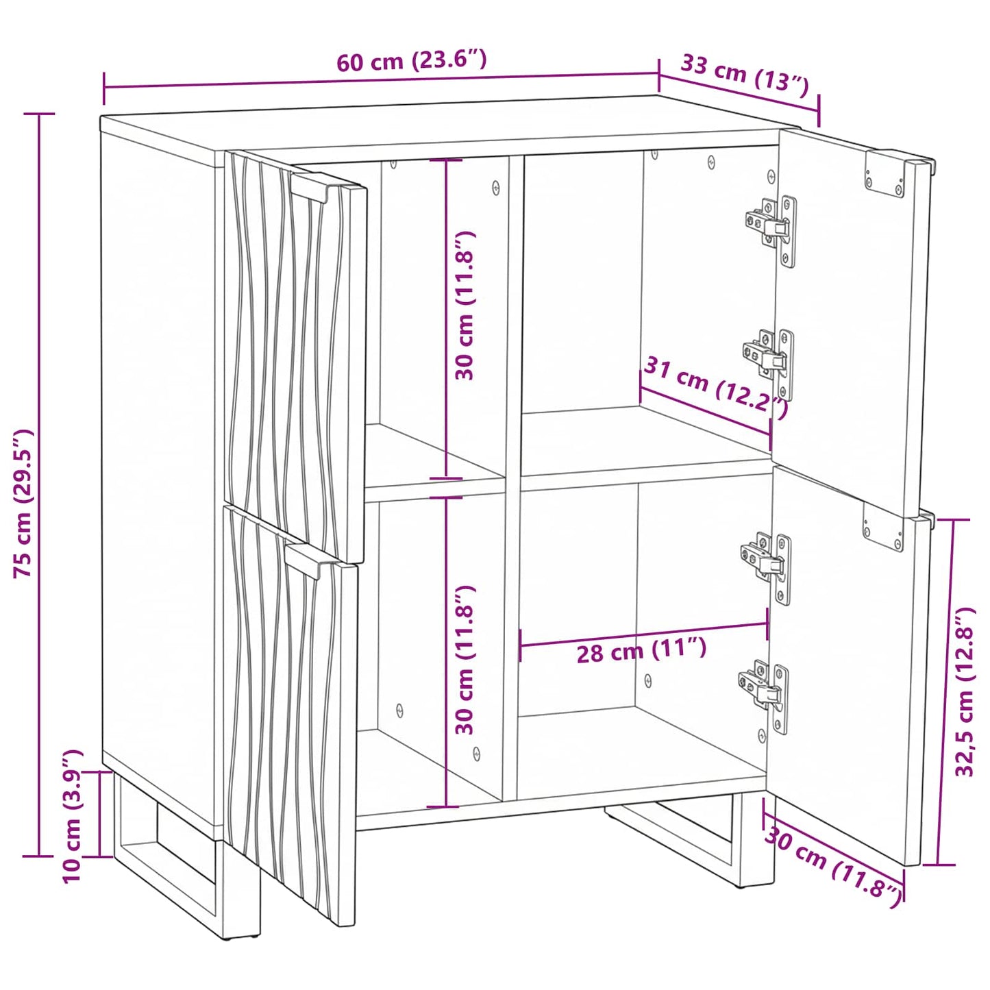 Media Storage Cabinets & Racks Brown 60 x 33.5 x 75 cm