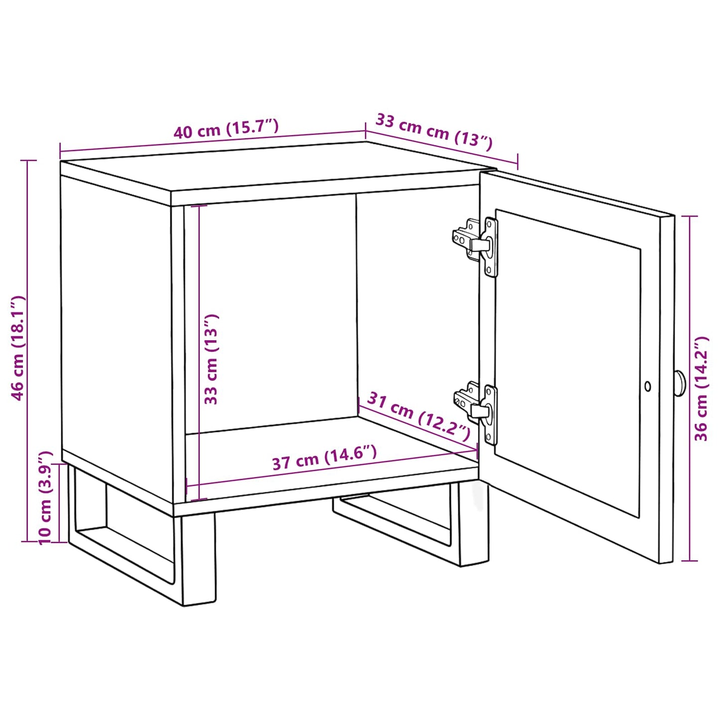 Bedside Cabinet Natural 40 x 33 x 46 cm