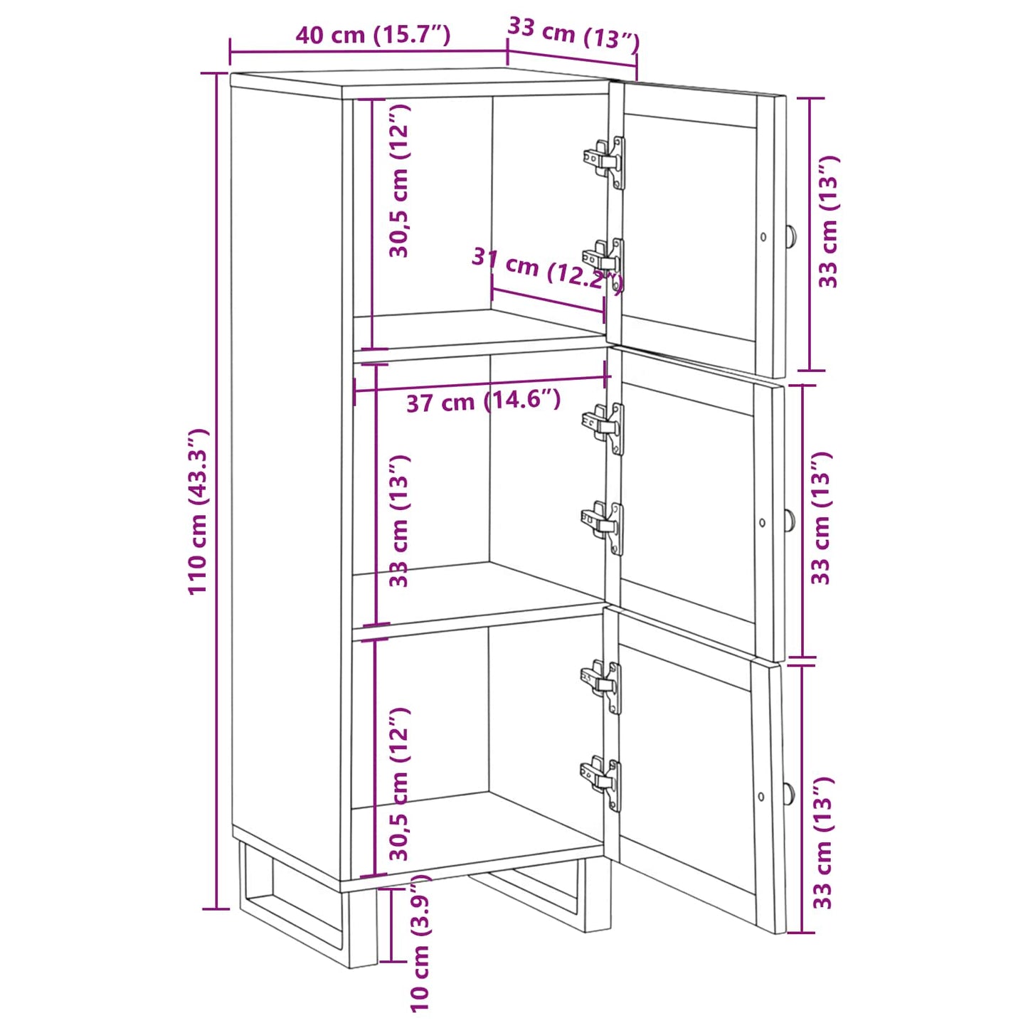 Highboard with Storage Brown 90 x 33 x 75 cm Solid Mango Wood