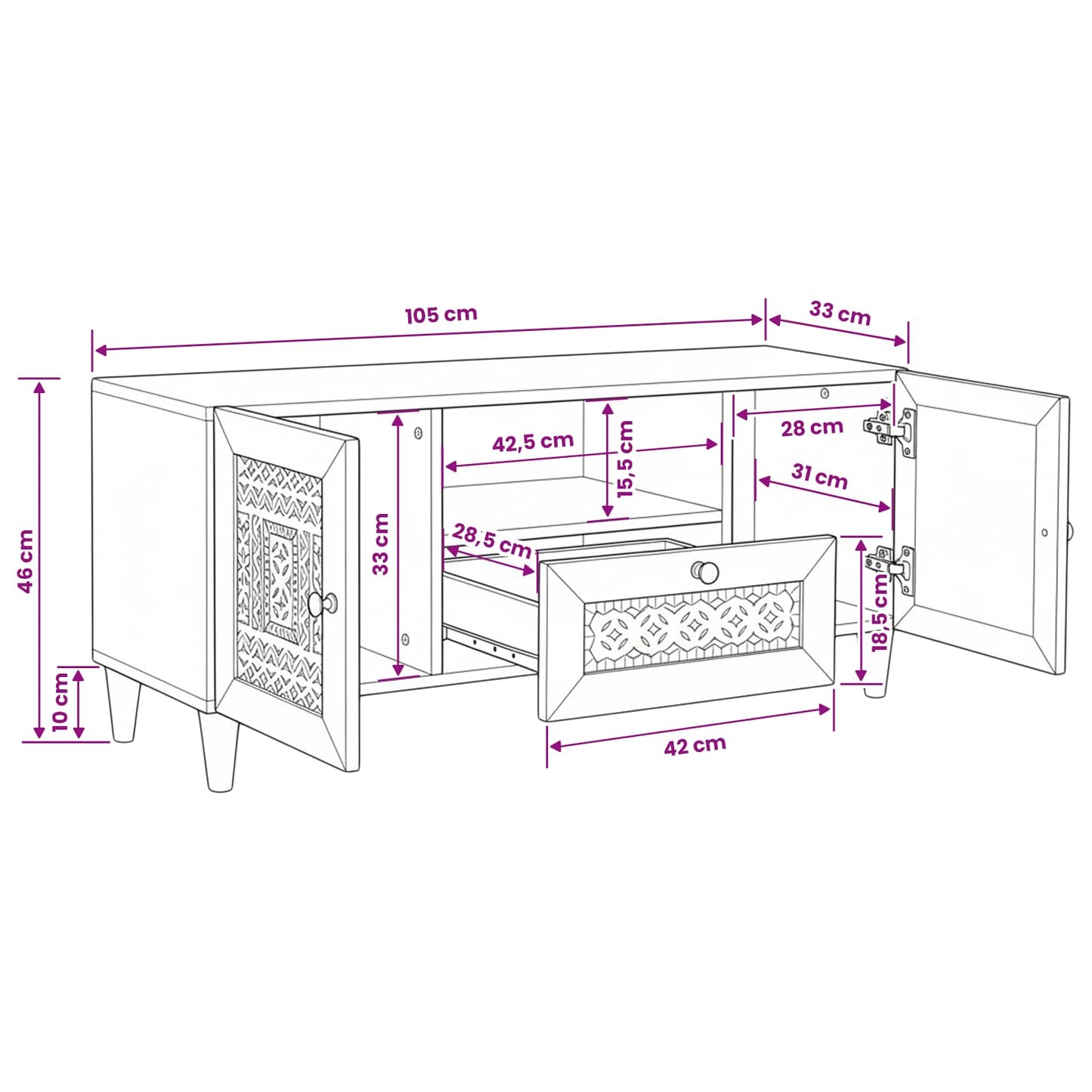 TV Units with Door Light Brown 105 x 33 x 46 cm Engineered wood