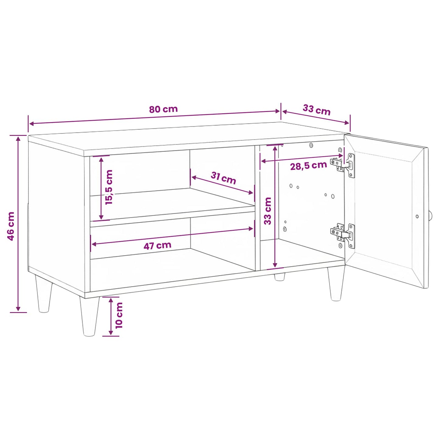 TV Units with Shelf Light Brown 80 x 33 x 46 cm Engineered wood
