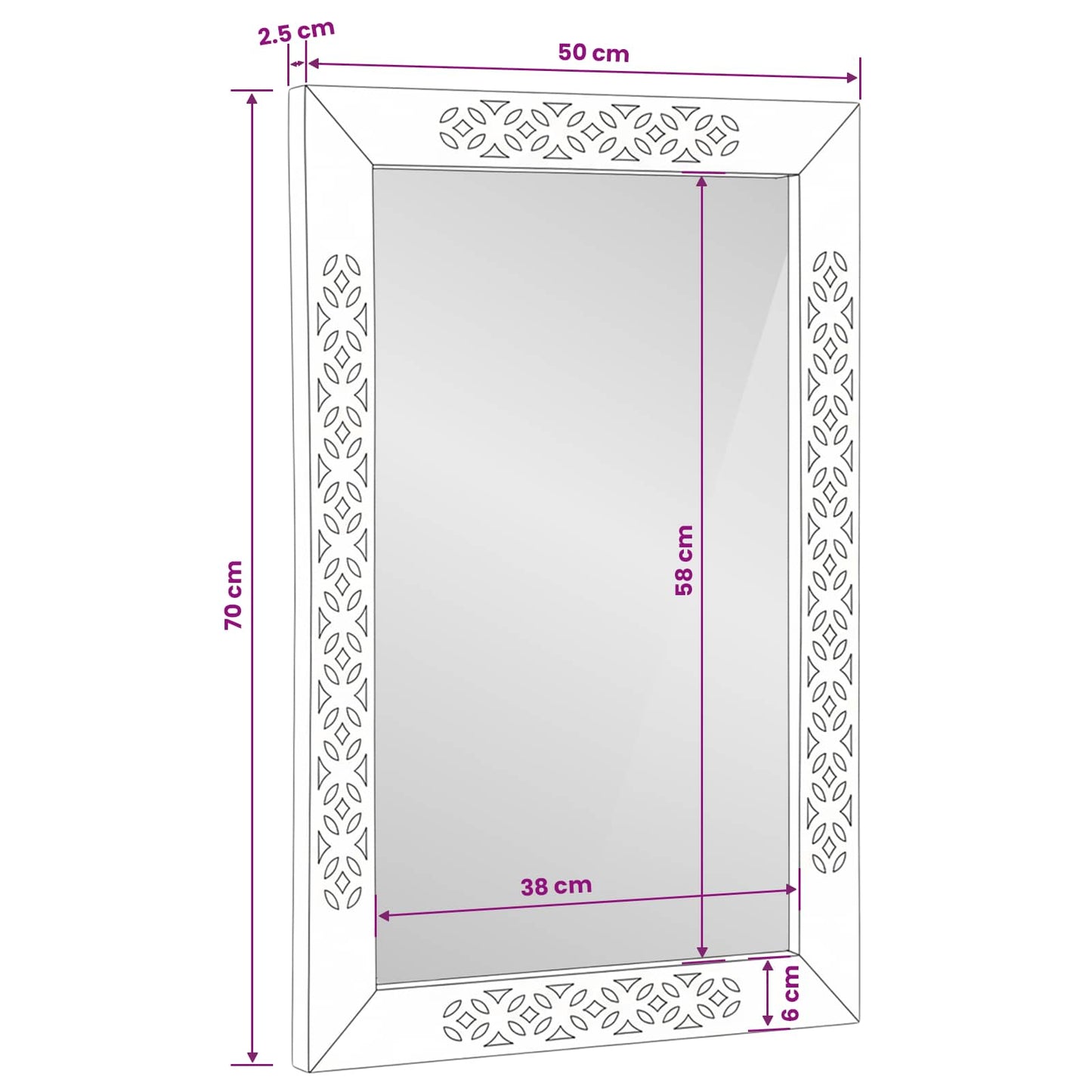 Wall Mirror 70 x 50 cm Engineered Wood and Glass Rectangular