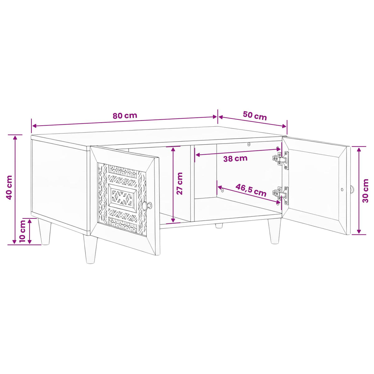 Coffee Table White 80 x 54 x 40 cm Engineered Wood