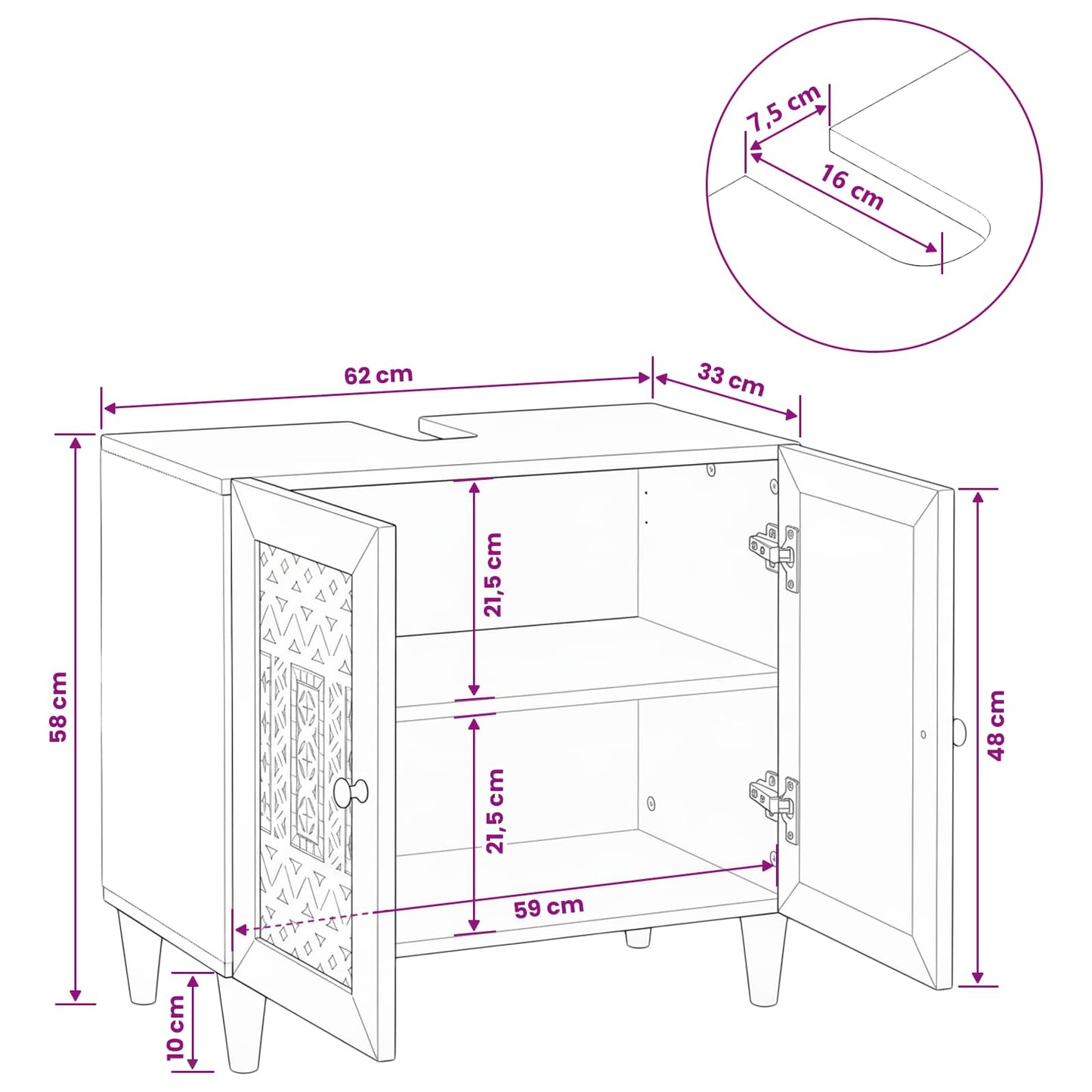 Bathroom Cabinet Wall-mounted with Door White 62 x 33 x 58 cm