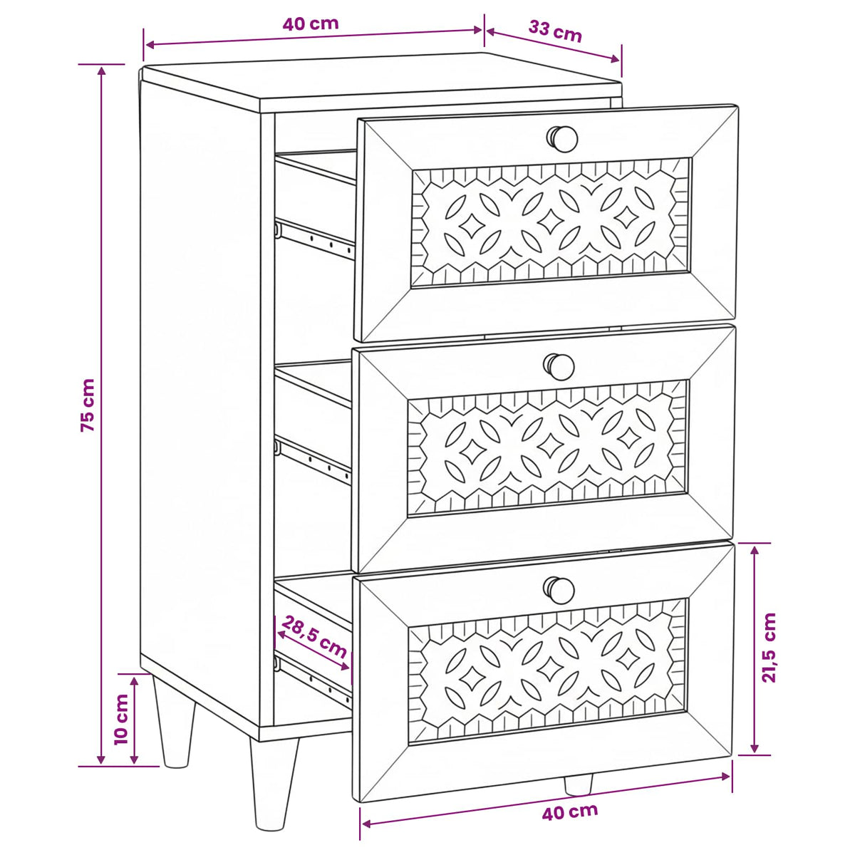Sideboard with Drawer White 33.5 x 40 x 75 cm