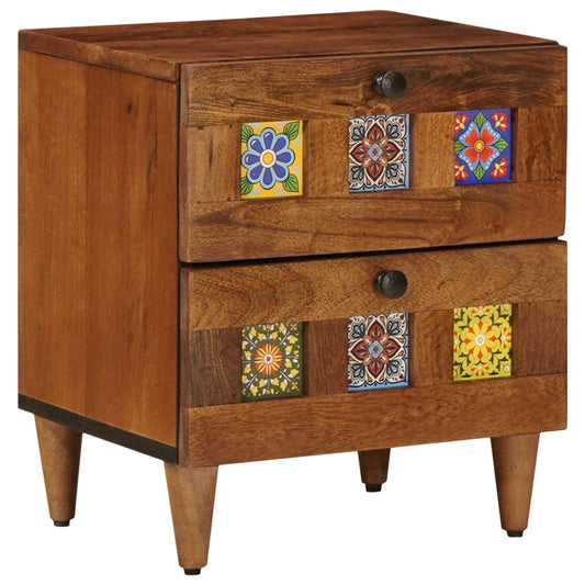 Bedside Cabinet Brown 40 x 33 x 46 cm Solid Mango Wood