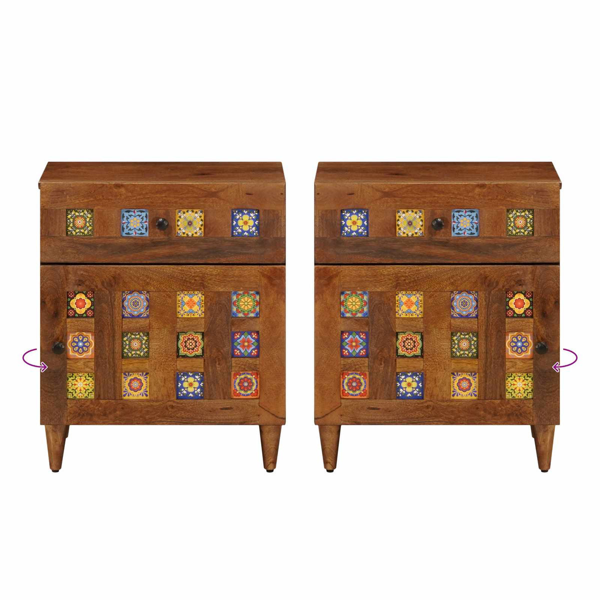 Bedside Cabinet Brown 50 x 33 x 60 cm Solid Mango Wood