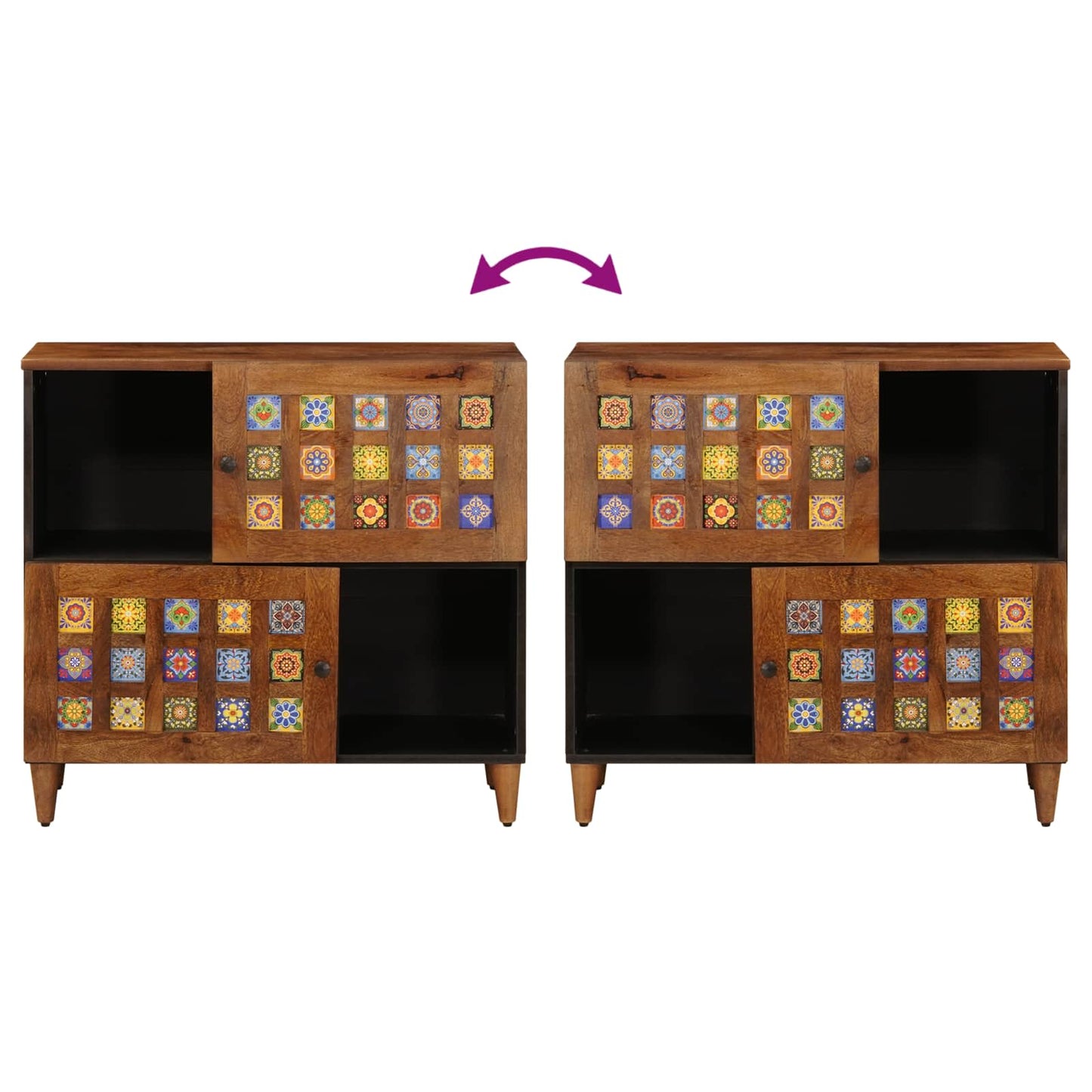 Sideboard with Storage Walnut 80 x 33 x 75 cm Solid Mango Wood
