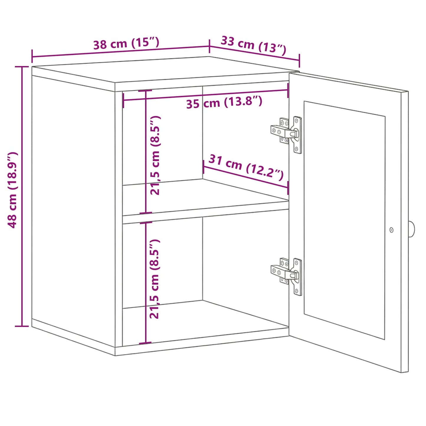 Bathroom Hanging Cabinet Natural 38 x 33 x 48 cm