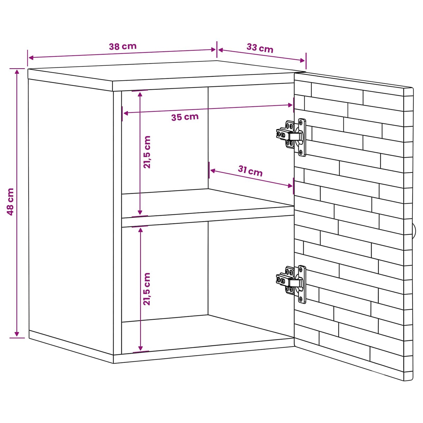 Bathroom Hanging Cabinet with Storage Natural 38 x 33 x 48 cm