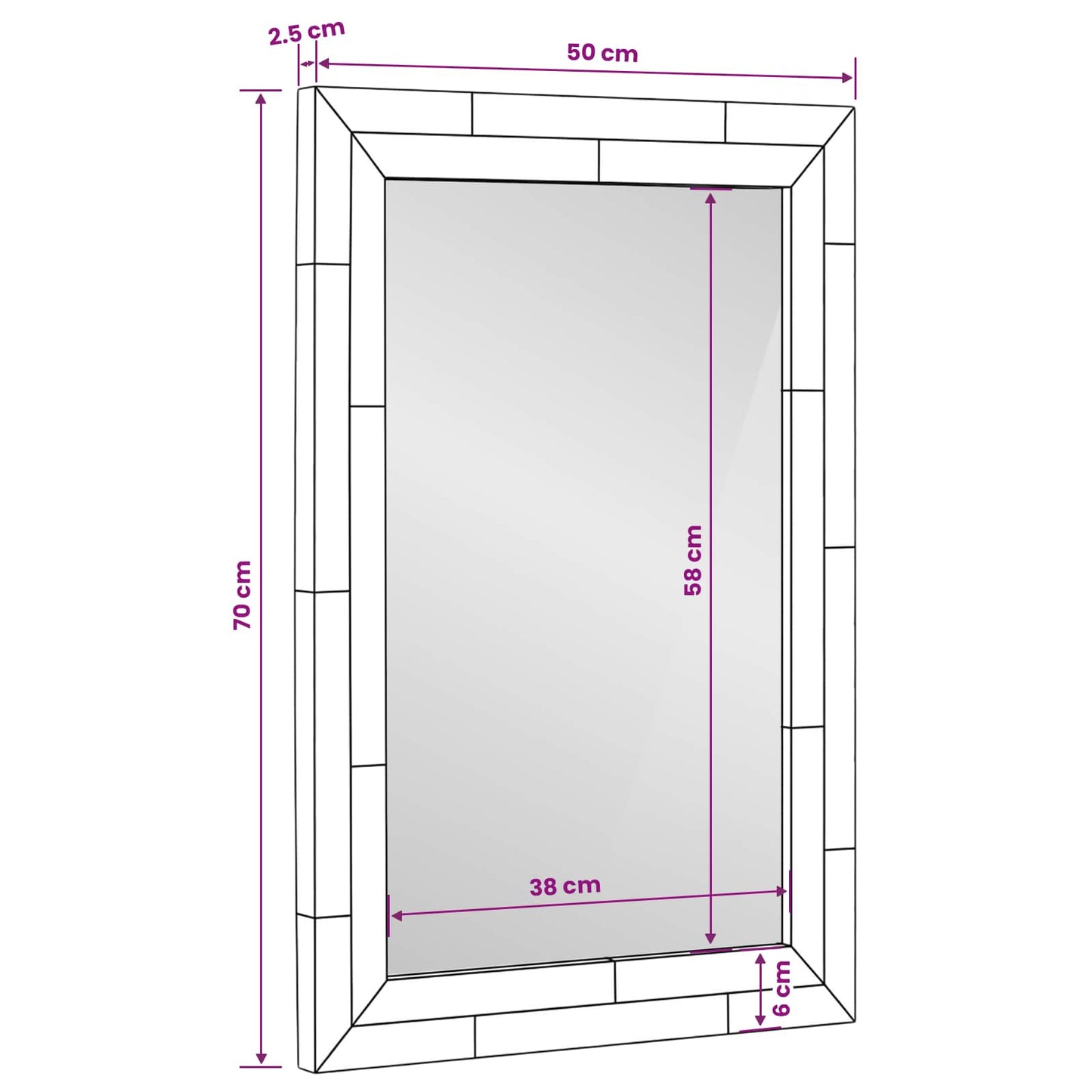Bathroom Mirror Artisan Oak 50 x 70 x 2.5 cm Solid Mango Wood