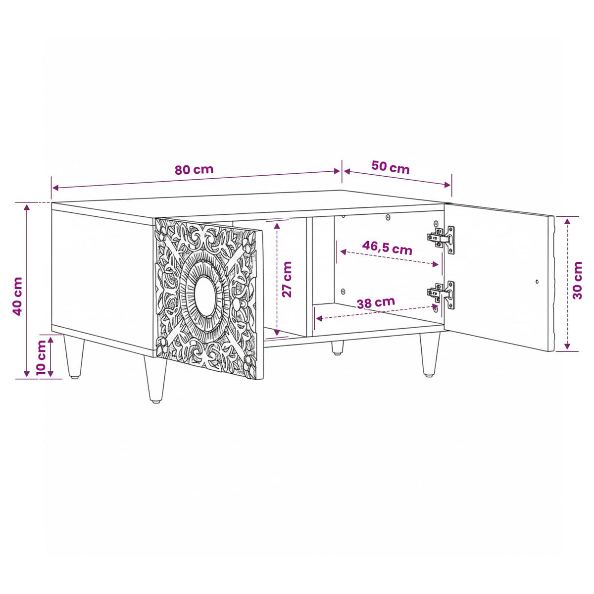 Coffee Table Brown 80 x 50 x 40 cm Solid Mango Wood