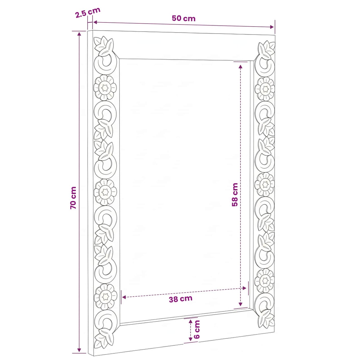 Wall Mirror Walnut Brown 70 x 50 cm Engineered Wood and Glass