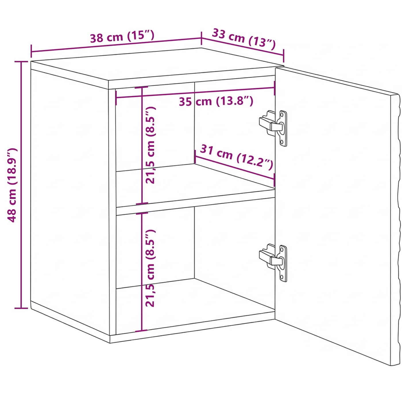 Bathroom Hanging Cabinet White 38 x 33.5 x 48 cm