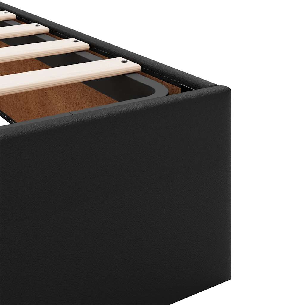 Ottoman Bed Frame without Mattress Black Single Faux Leather