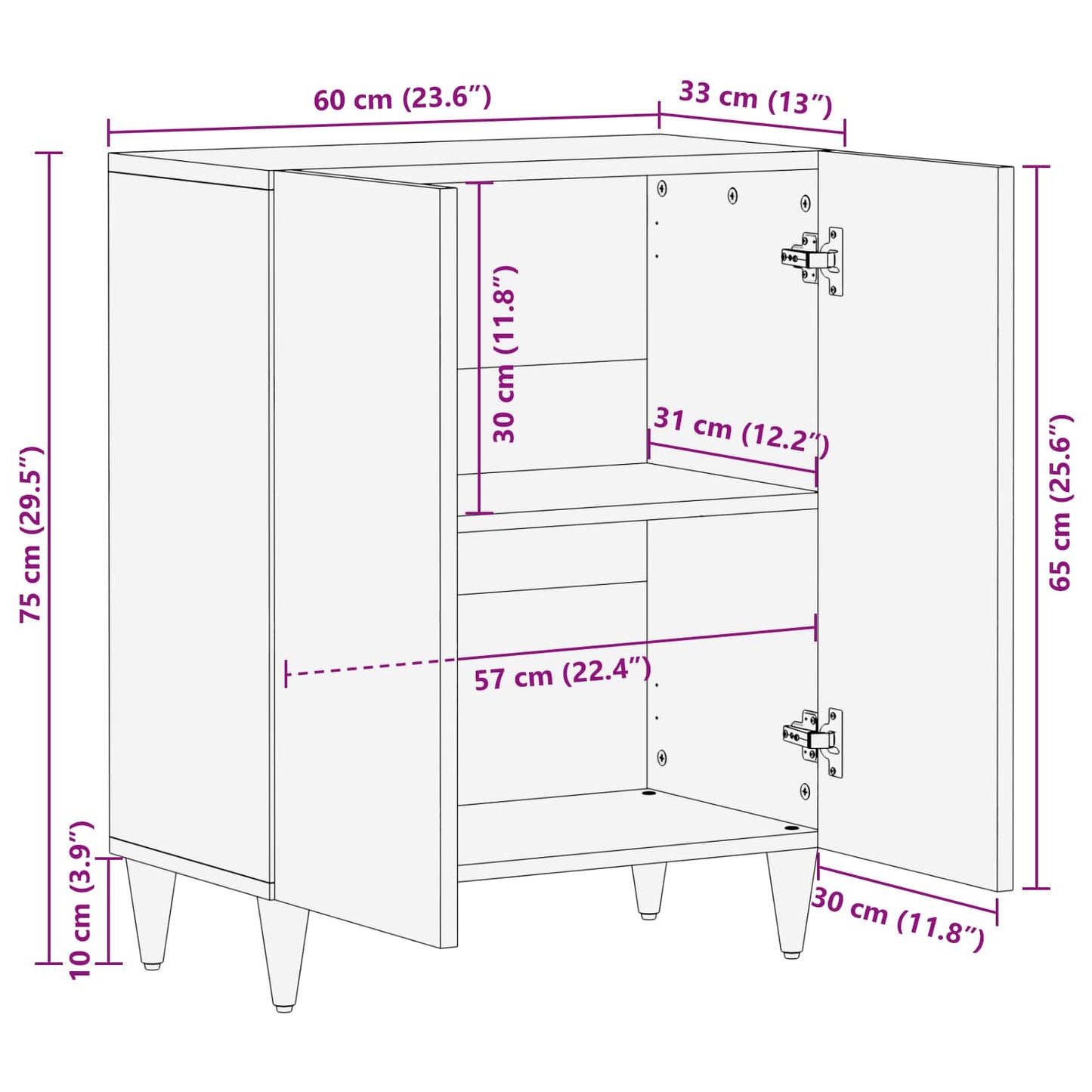 Storage Cabinets Multicolour 60 x 33.4 x 75.1 cm