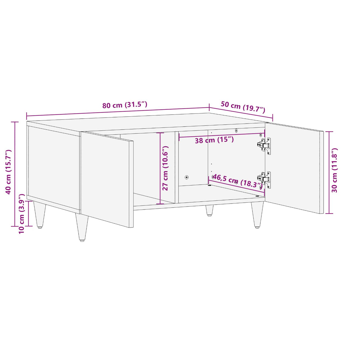 Coffee Table Multicolour 80 x 50 x 40 cm Solid Mango Wood