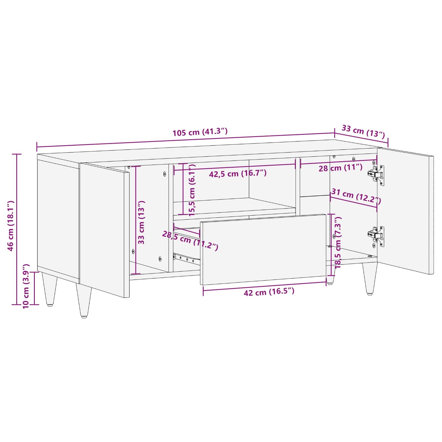 Storage Cabinets Multicolour 105 x 33.5 x 46 cm