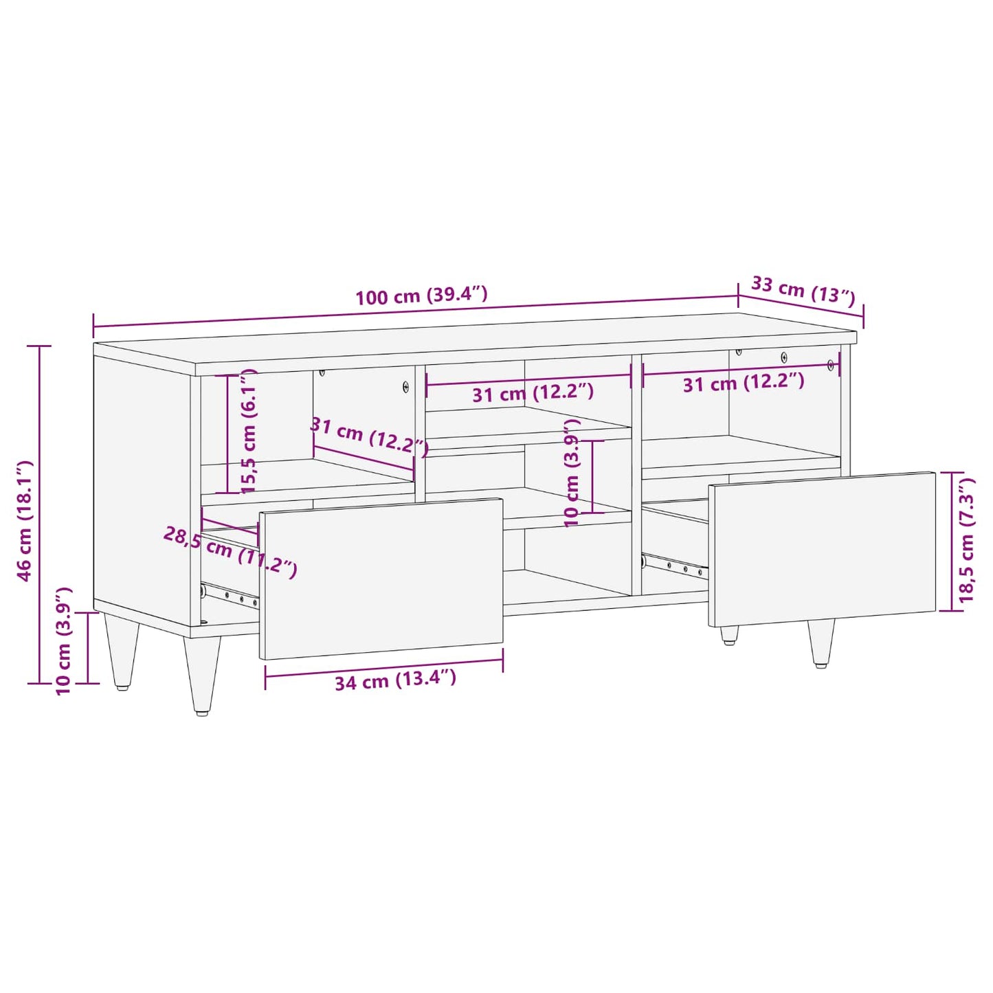 Storage Cabinets Multicolour 100 x 33.5 x 46 cm