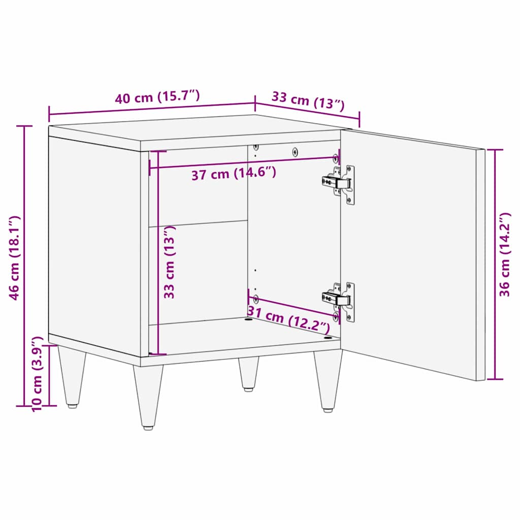 Bedside Cabinet with Door Honey Brown 40 x 33 x 46 cm