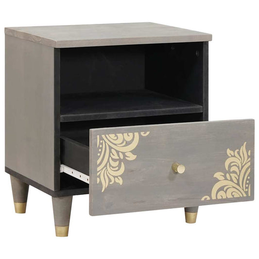 Bedside Cabinet Grey 40 x 33 x 46 cm Solid Mango Wood