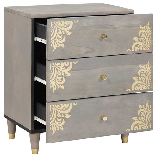 Bedside Cabinet Grey 50 x 33 x 62 cm Solid Mango Wood
