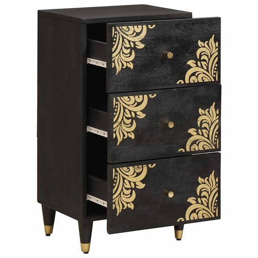 Sideboard with Drawer Black 40 x 33 x 75 cm Solid Mango Wood