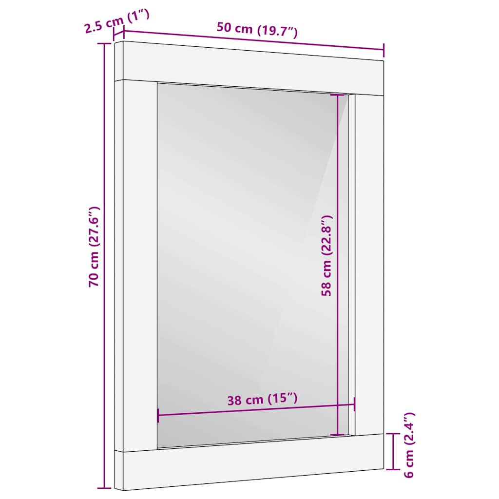 Bathroom Mirror Black and Silver 70 x 50 x 2.5 cm