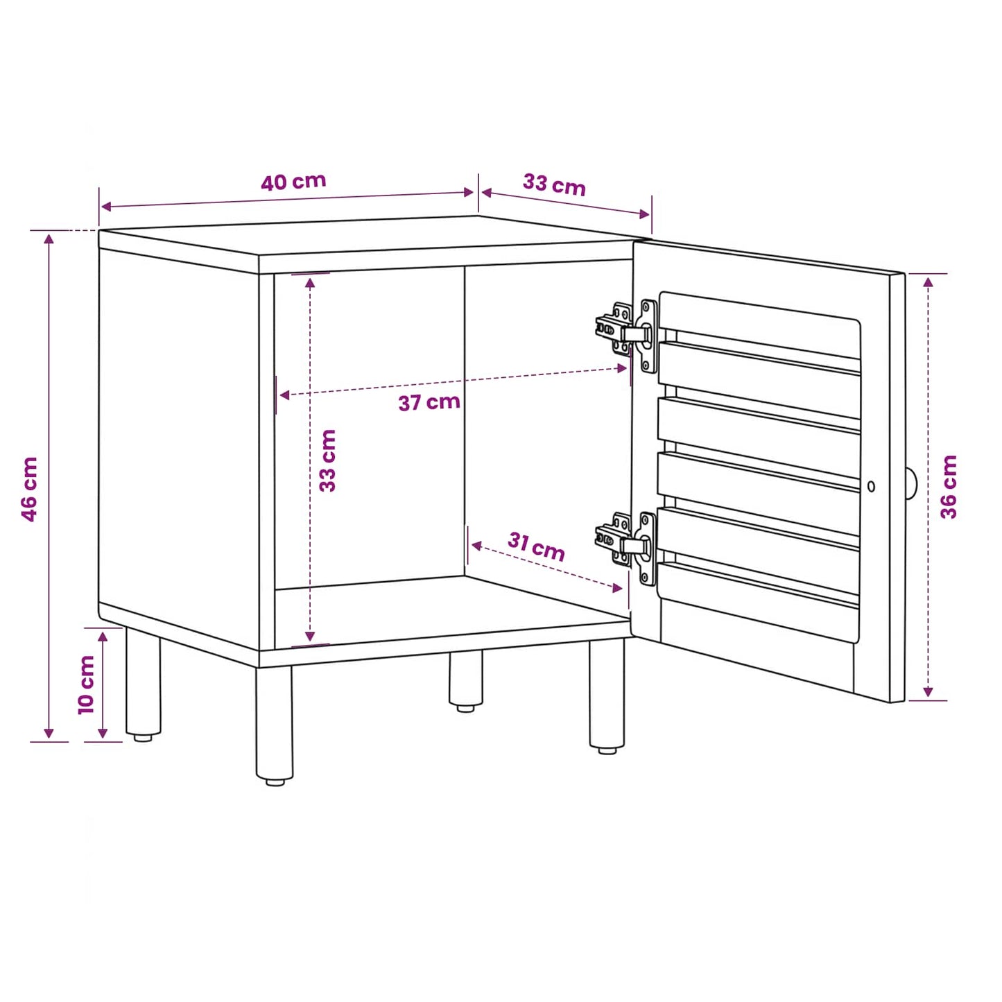 Bedside Table Natural 40 x 33 x 46 cm Solid Mango Wood
