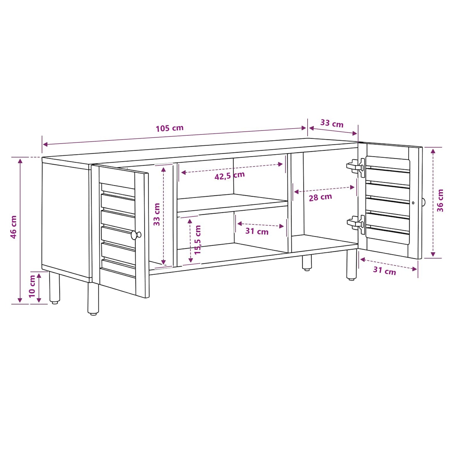 Storage Cabinets Natural 105 x 33 x 46 cm Solid Mango Wood