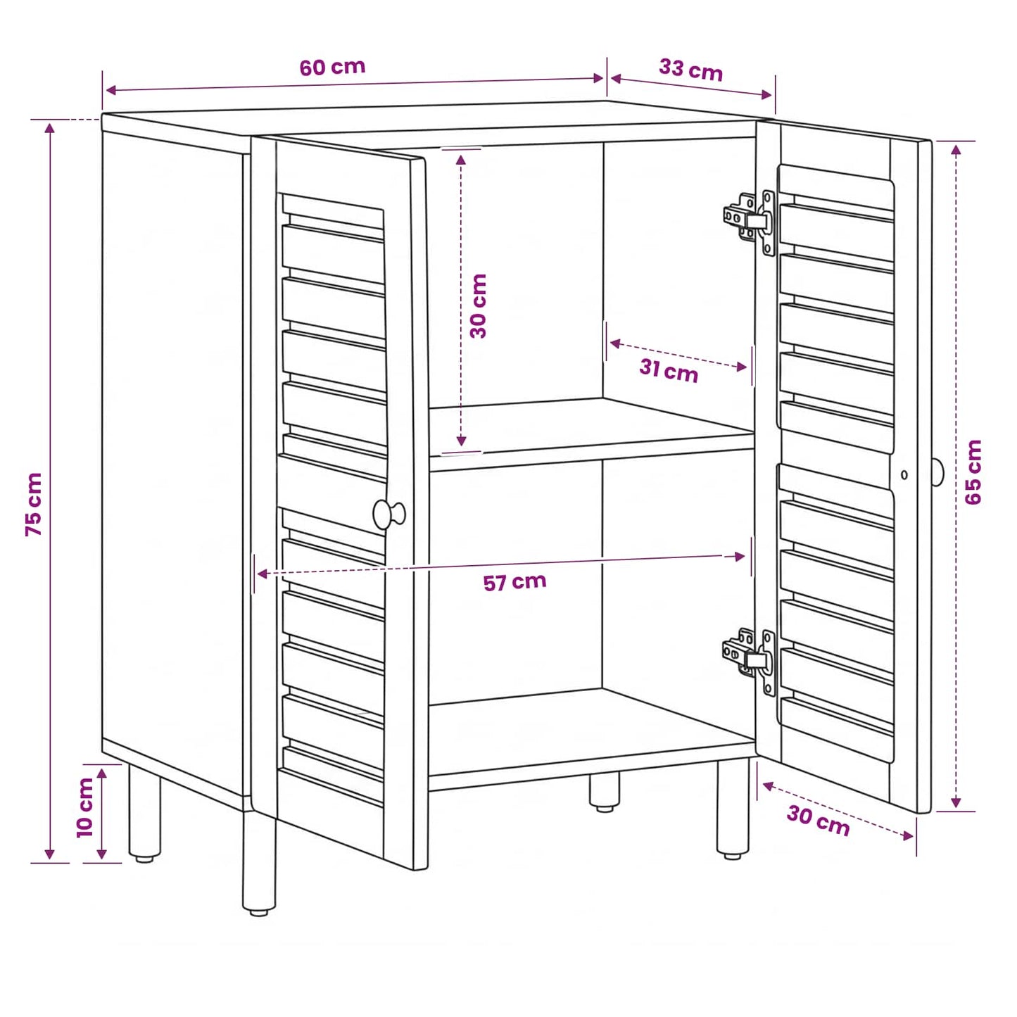 Storage Cabinets 60 x 33 x 75 cm Solid Mango Wood Natural