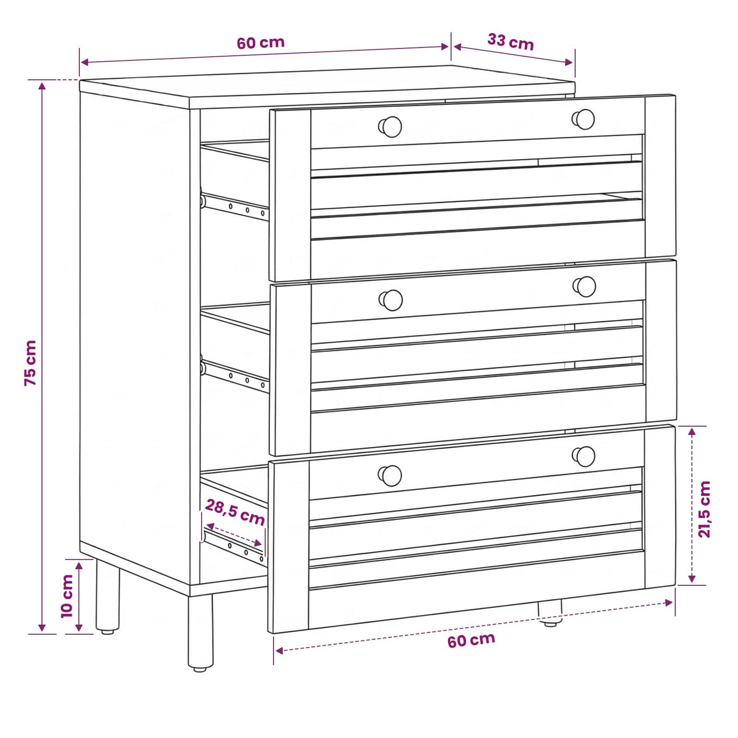 Storage Cabinets 60 x 33 x 75 cm Solid Mango Wood Natural
