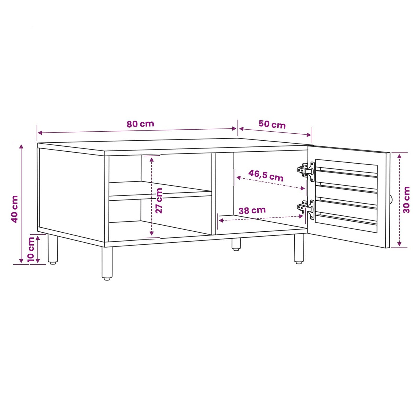 Coffee Table Natural 80 x 50 x 40 cm Solid Mango Wood