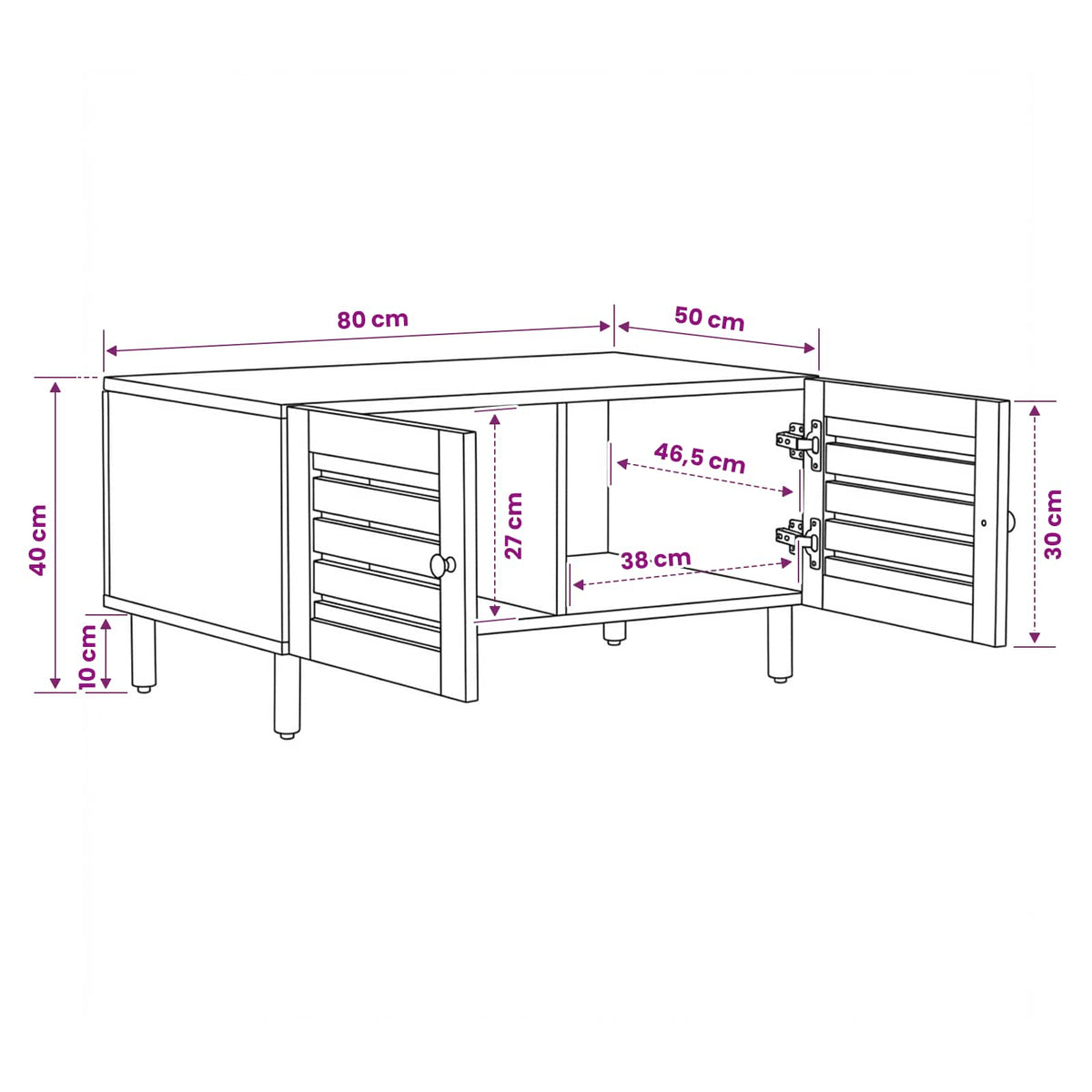 Coffee Table Natural 80 x 50 x 40 cm Solid Mango Wood