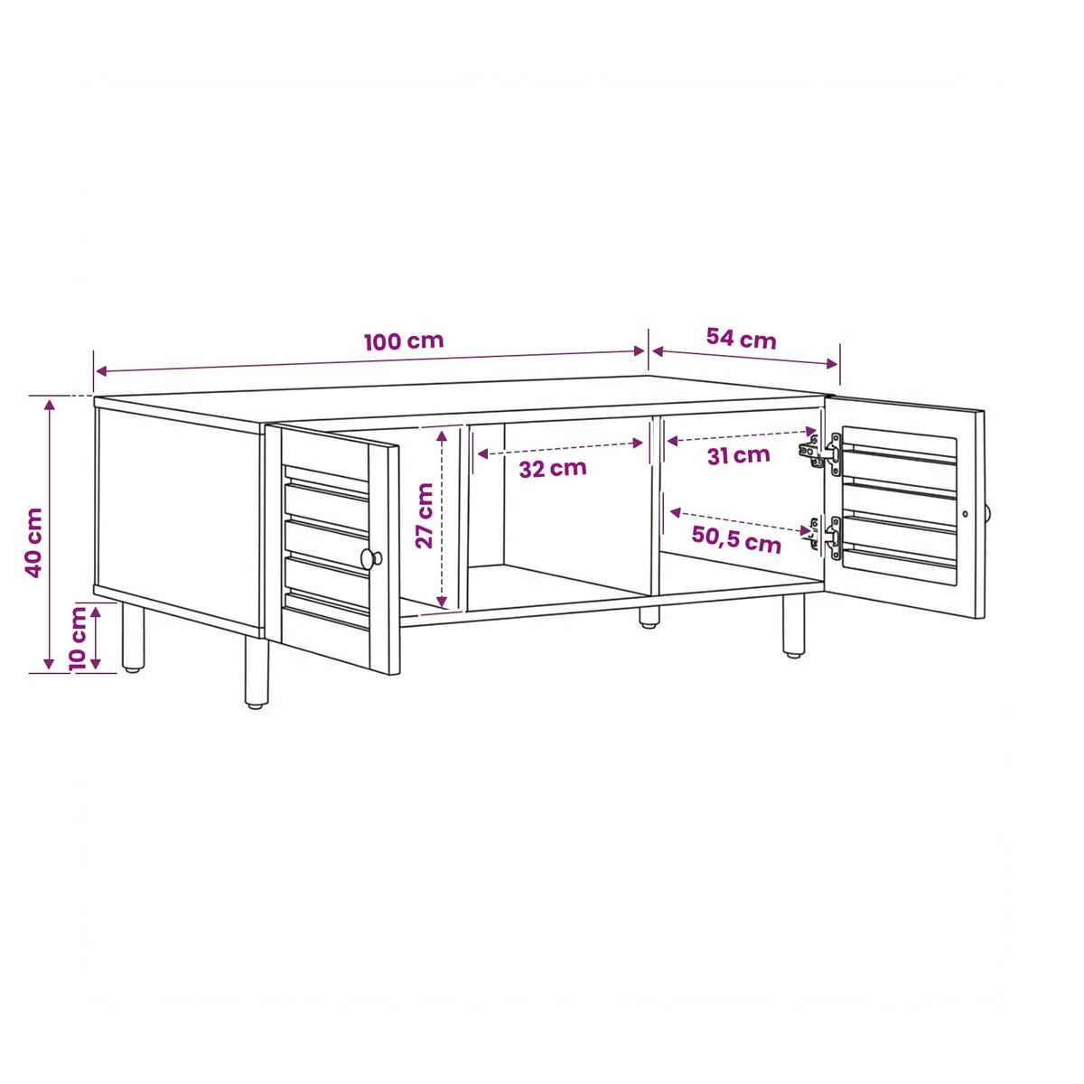 Coffee Table Natural 100 x 54 x 40 cm Solid Mango Wood