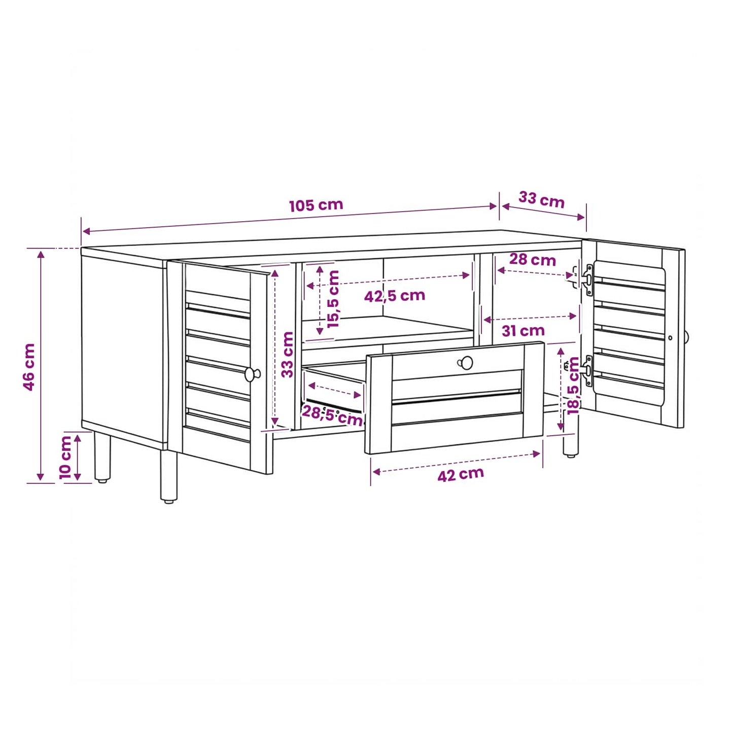 Storage Cabinets Natural 105 x 33 x 46 cm Solid Mango Wood