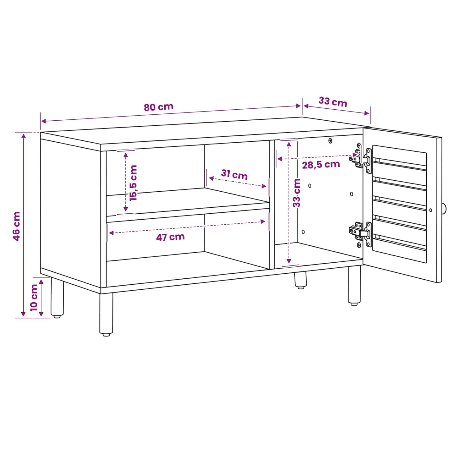 Storage Cabinets Natural 80 x 33 x 46 cm Solid Mango Wood